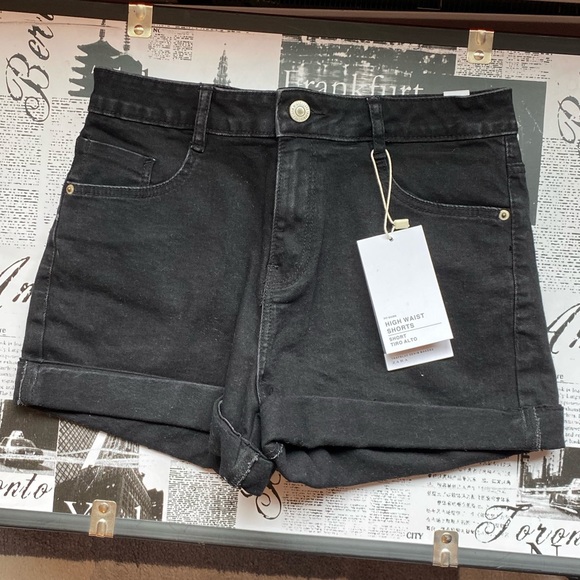 Zara Shorts Zara Trafaluc Black Denim Highwaisted Shorts 4 Poshmark